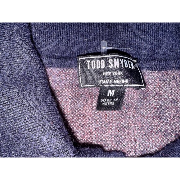 Todd Snyder Merino full placket polo cardigan sz M color striped navy mspr 248 - Picture 2 of 5